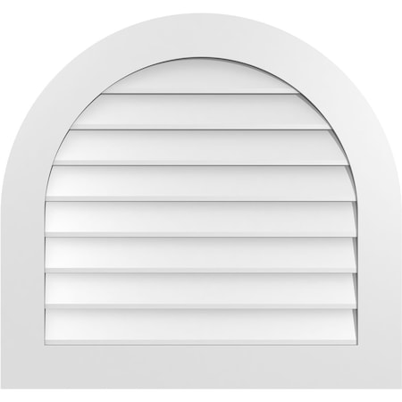 Ekena Millwork Round Top Surface Mount PVC Gable Vent: Non-Functional, w/ 3-1/2"W x 1"P Standard Frame, 32"W x 30"H GVPRT32X3001SN